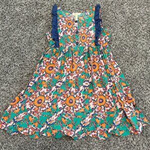 Matilda Jane Ruffled Sleeveless 3 Button Up Floral Dress Girl's Size 12